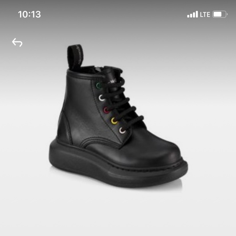 Alexander McQueen Kids Leather Lace Up Boots